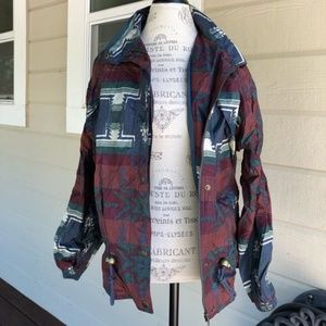 Retro Tribal Print Windbreaker